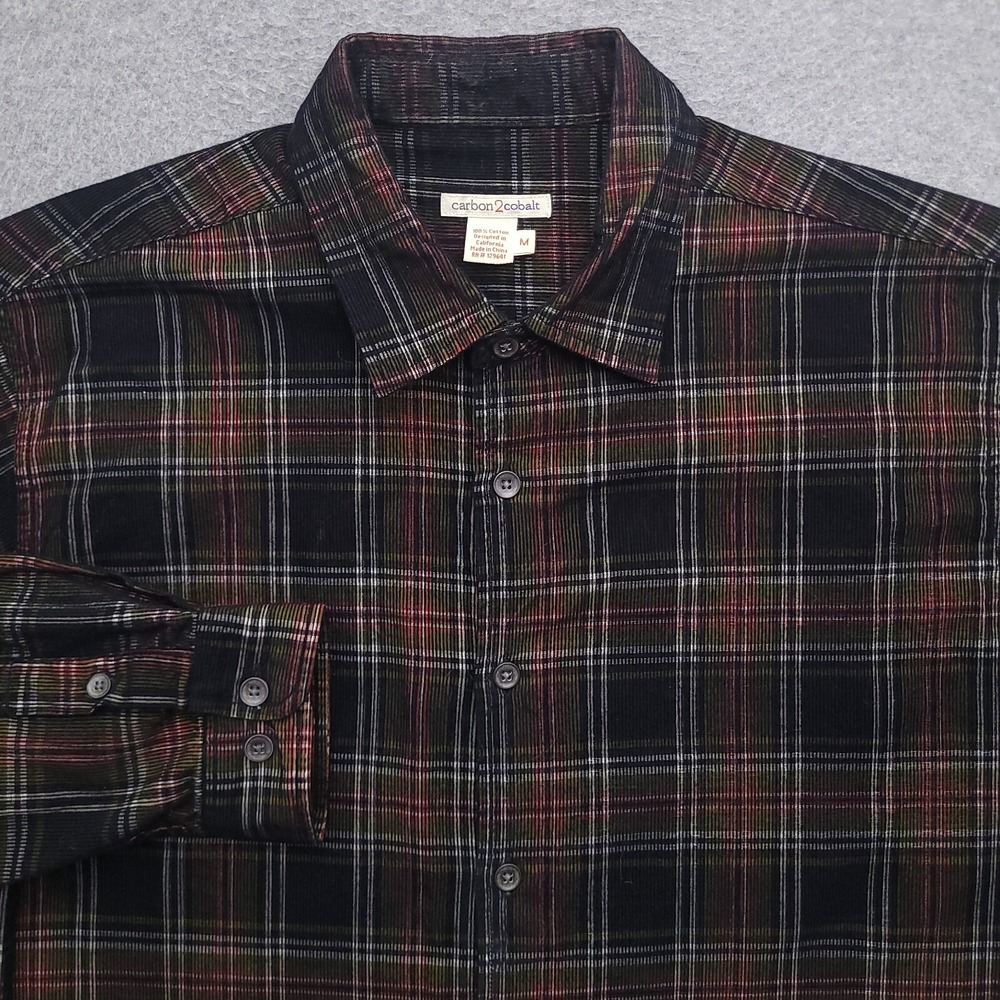Carbon2Cobalt Corduroy Shirt Mens Medium Button Up Long Sleeve Plaid